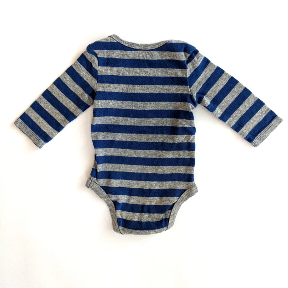 Baby Cat & Jack Gray and Blue Striped Onesie